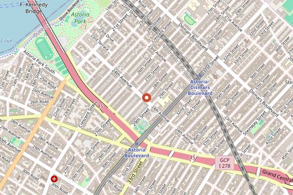 Map showing Mighty Oak Roasters in New York City