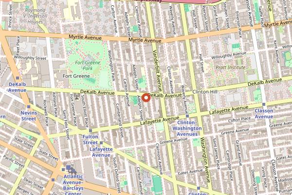 Map showing Nostrand Coffee Roasters in New York City