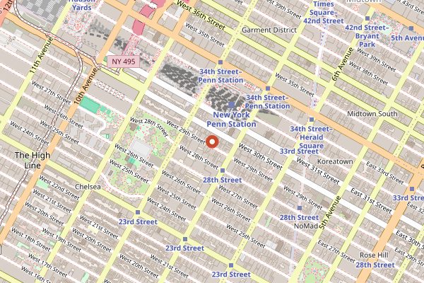 Map showing Stumptown Coffee Roasters in New York City