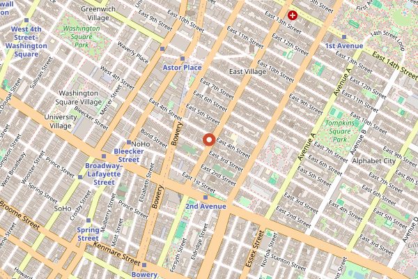 Map showing Double Zero in New York City