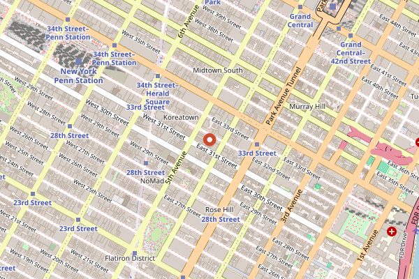 Map showing Hangawi in New York City