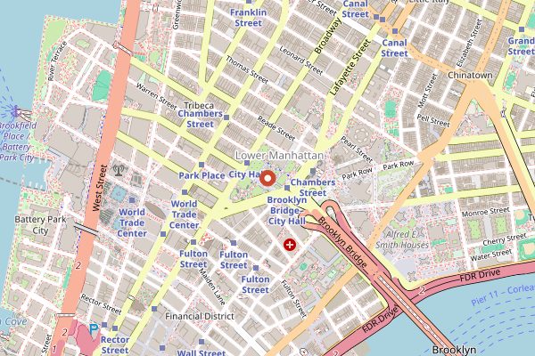 Map showing The Halal Guys in New York City