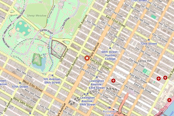 Map showing Daniel in New York City