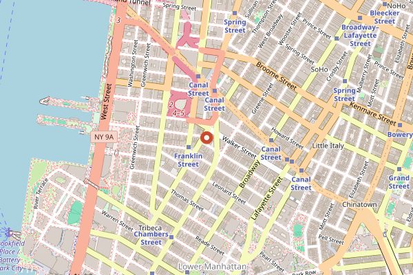 Map showing Frenchette in New York City