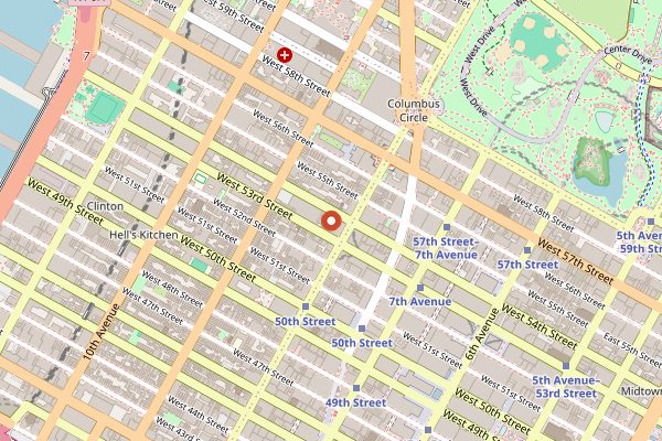 Map showing Per Se in New York City