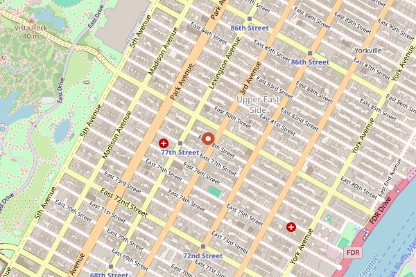 Map showing Sushi Noz in New York City