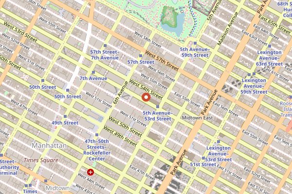 Map showing The Modern in New York City