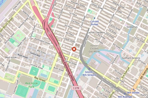 Map showing Court Street Grocers in New York City