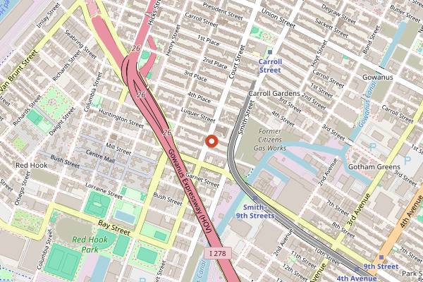 Map showing Court Street Grocers in New York City