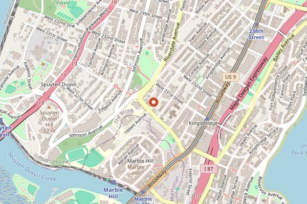 Map showing Tibbett Diner in New York City