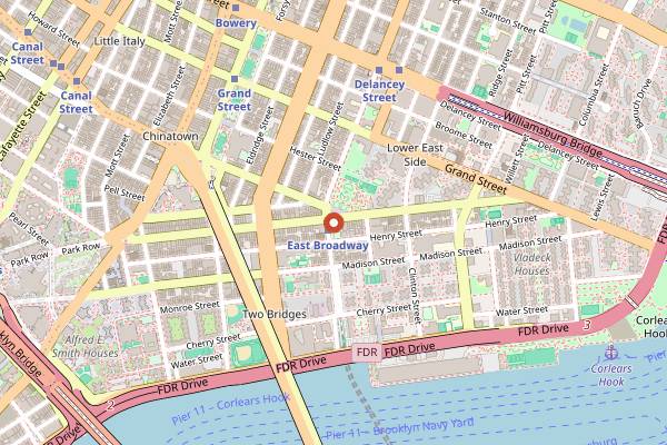 Map showing Wu's Wonton King in New York City
