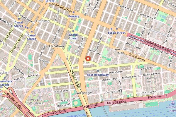 Map showing Bar Belly in New York City