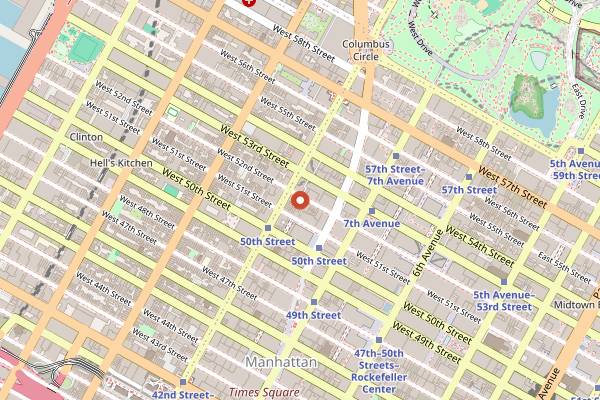 Map showing Russian Samovar Restaurant and Piano Bar in New York City
