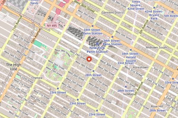 Map showing 230 Fifth in New York City