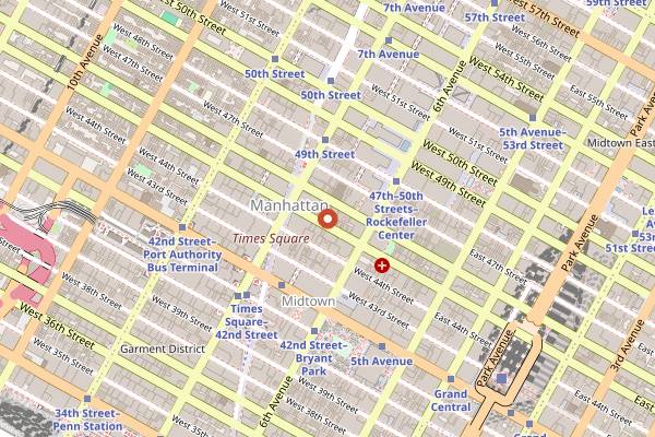 Map showing Bar 54 in New York City