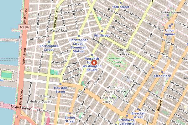 Map showing Blue Note in New York City