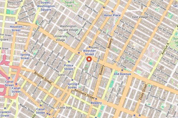 Map showing Botanica Bar in New York City