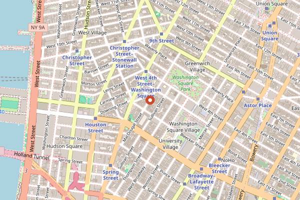 Map showing Dante in New York City