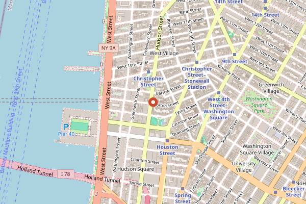 Map showing Henrietta Hudson in New York City