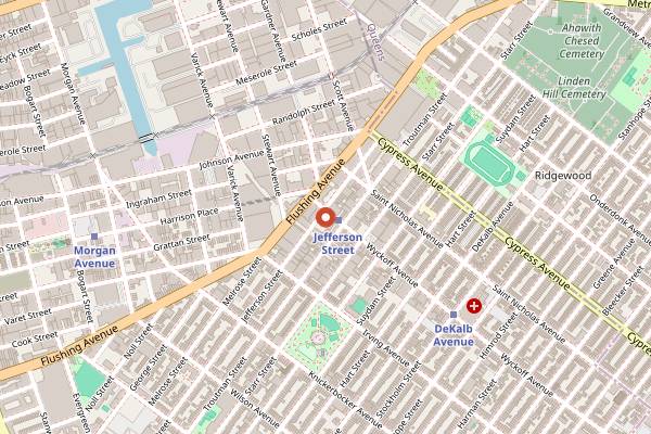 Map showing House of Yes in New York City