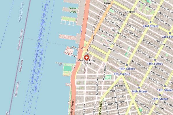 Map showing Le Bain in New York City
