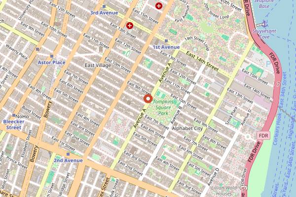 Map showing Lucy's in New York City