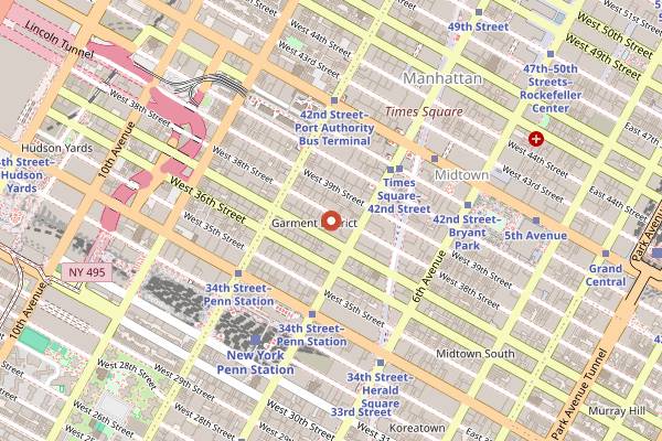 Map showing Magic Hour Rooftop in New York City
