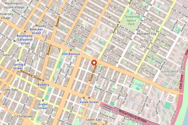 Map showing Mercury Lounge in New York City