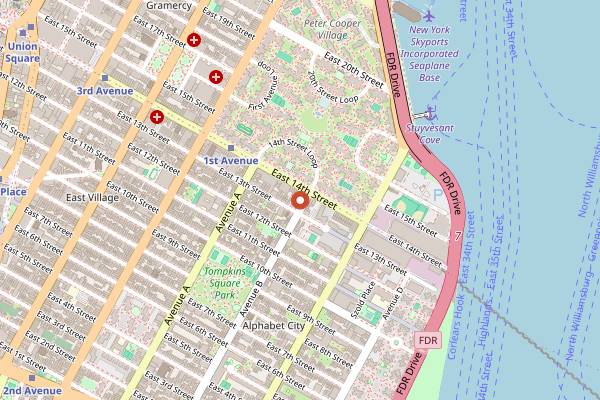 Map showing Mona's in New York City
