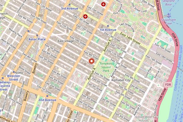 Map showing Please Don't Tell in New York City