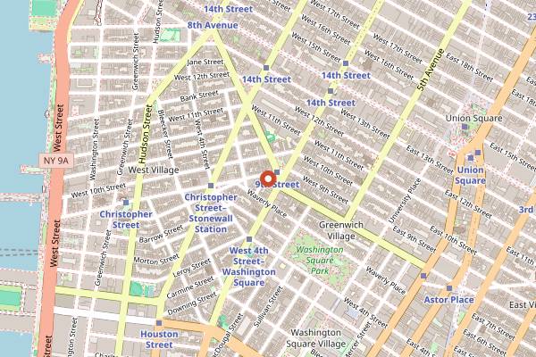 Map showing Pieces Bar in New York City