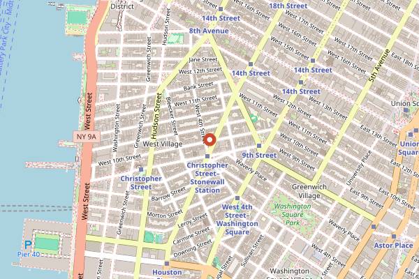 Map showing Smalls Jazz Club in New York City