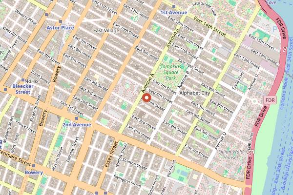 Map showing Sophie's in New York City
