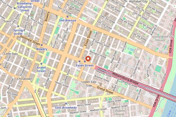 Map showing The Back Room in New York City