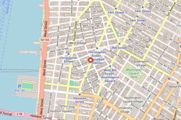 Map showing The Garret in New York City