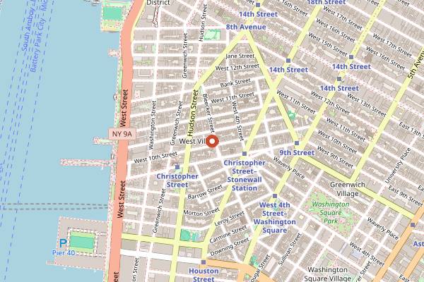 Map showing Village Vanguard in New York City