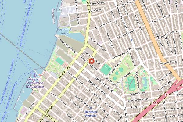 Map showing Westlight in New York City