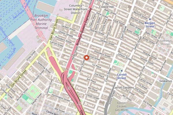 Map showing Lucali in New York City