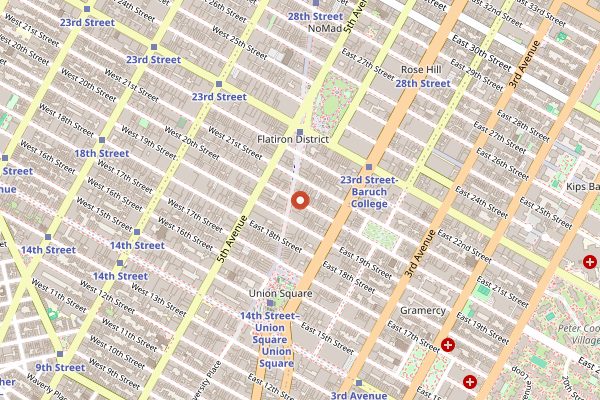 Map showing Rezdôra in New York City