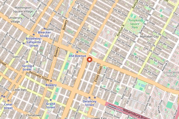 Map showing Russ & Daughters in New York City