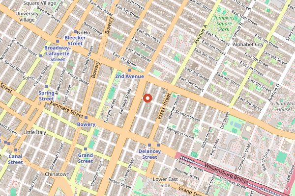 Map showing Saigon Social in New York City