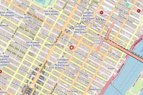 Map showing Shun Lee Palace in New York City