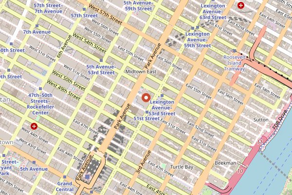 Map showing The Grill in New York City