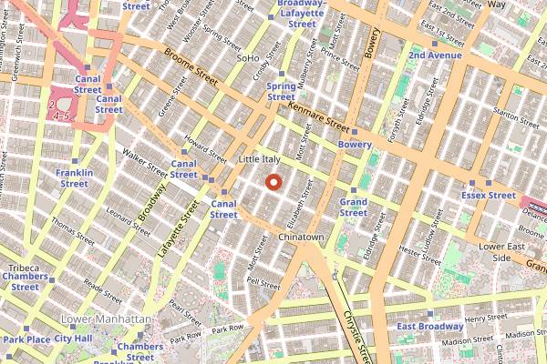 Map showing Umbertos Clam House in New York City