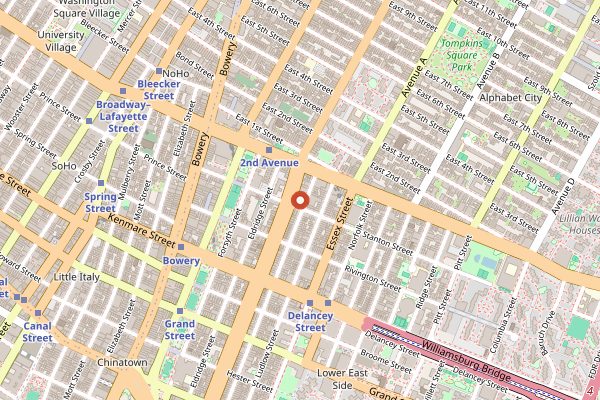 Map showing Una Pizza Napoletana in New York City