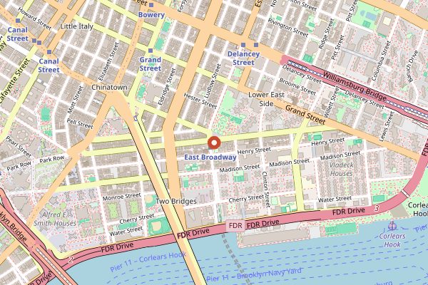 Map showing Wu's Wonton King in New York City