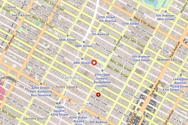 Map showing Adel's Famous Halal Food in New York City