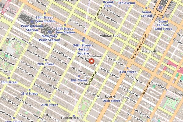 Map showing Ayza Wine & Chocolate Bar in New York City
