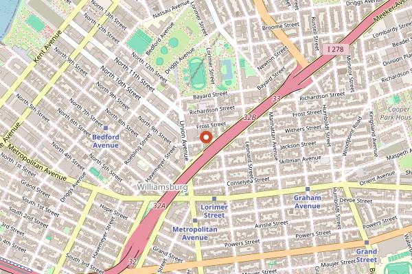 Map showing BABA on Withers in New York City
