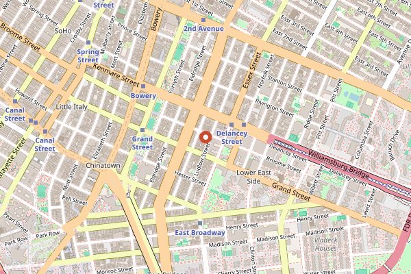 Map showing Ten Bells in New York City